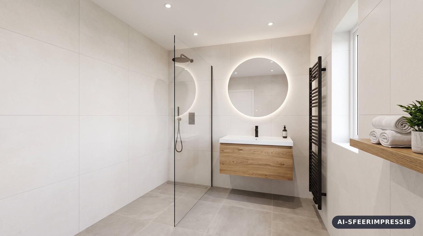De beige badkamer, impressie
